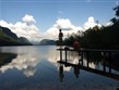 Pohodový víkend - Víkendy a týdny v horách - Slovinsko - Julské Alpy - jezero Bohinj, podvečer a rybář